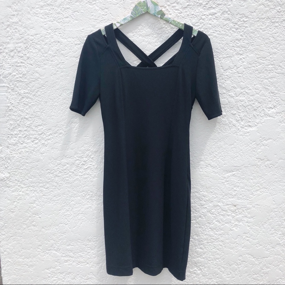 Boston Proper Black Criss Cross Back Dress